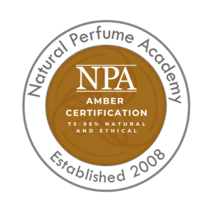 NPA Natural Perfume Academy Amber Certification Badge - 75-95% Natural and EthicalA-Amber-Certification-Badge