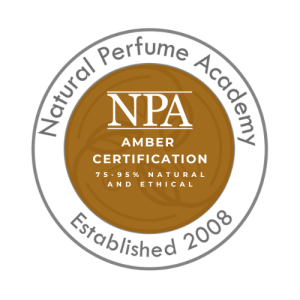 NPA Natural Perfume Academy Amber Certification Badge - 75-95% Natural and EthicalA-Amber-Certification-Badge